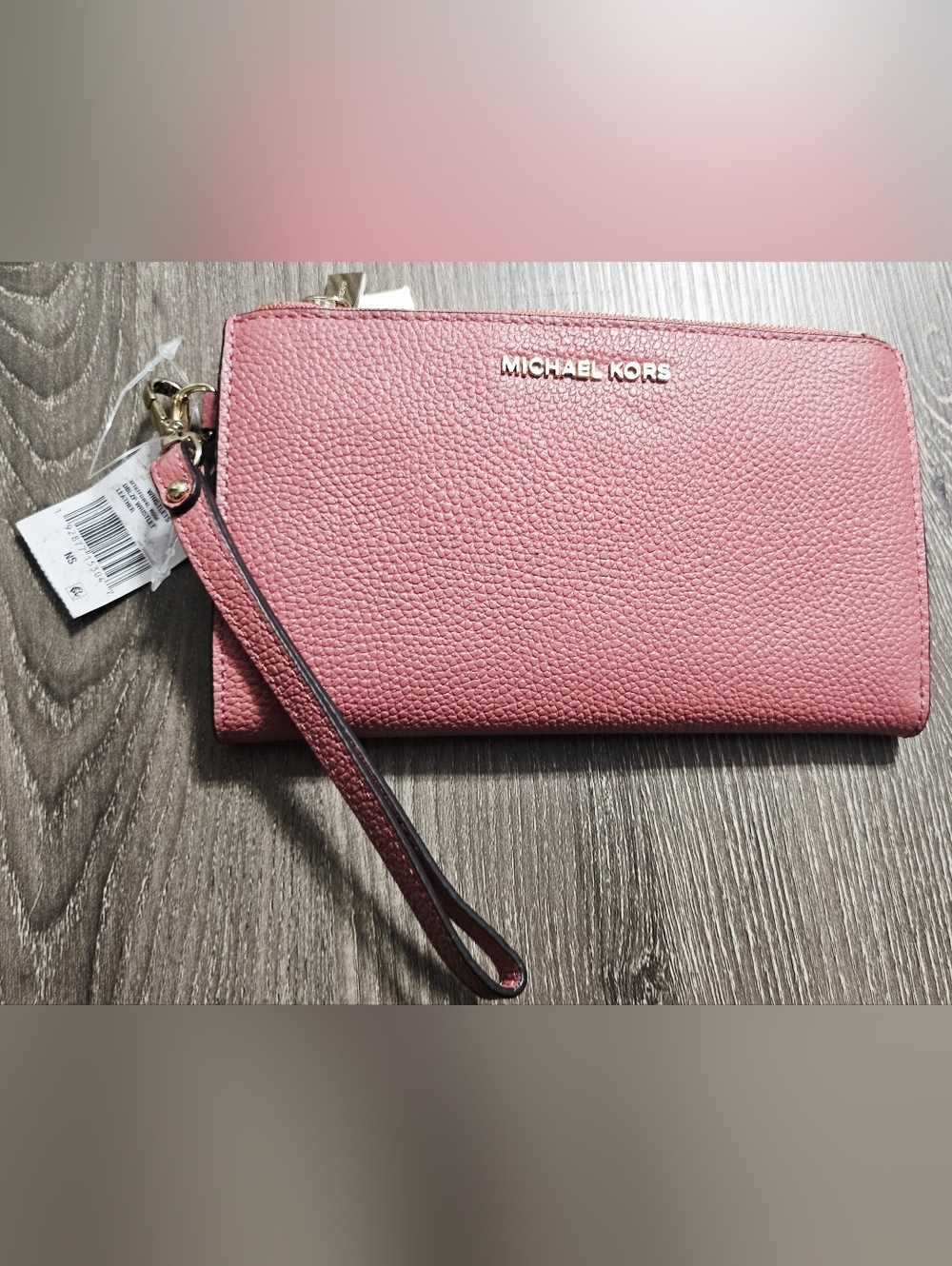 Authentic NWT Michael Kors Rose Double Zip Wristlet